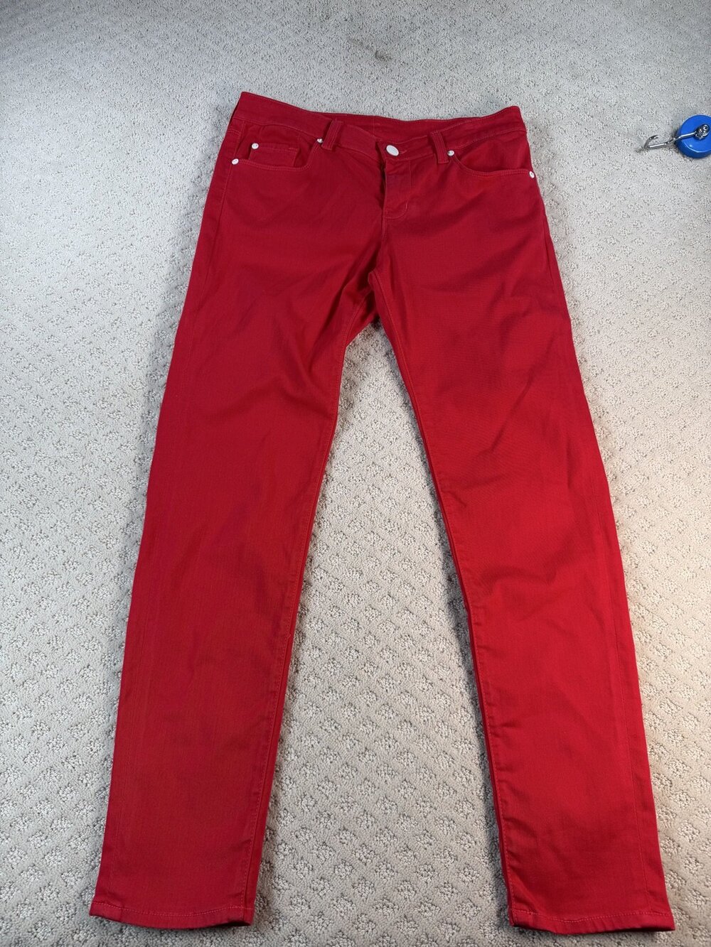 David Kahn Jeans Nikki Ankle Womens 30x28 Red Embroidered Stretch Skinny Size 30